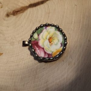 Harbor Light Gallery Broken China Jewelry Pendant Flower Design